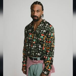 Denim Tears Men’s NWT Button Up Fruit Print Shirt Long Sleeve Multicolor Size XL